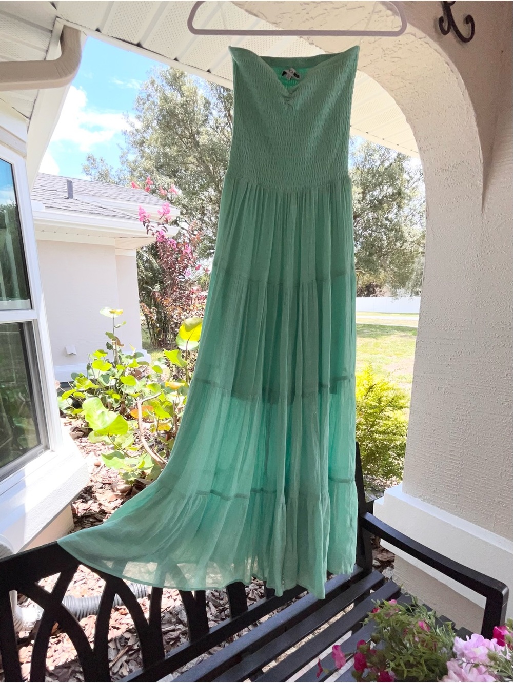 Fashion Nova Strapless Mint Green Maxi Dress size small